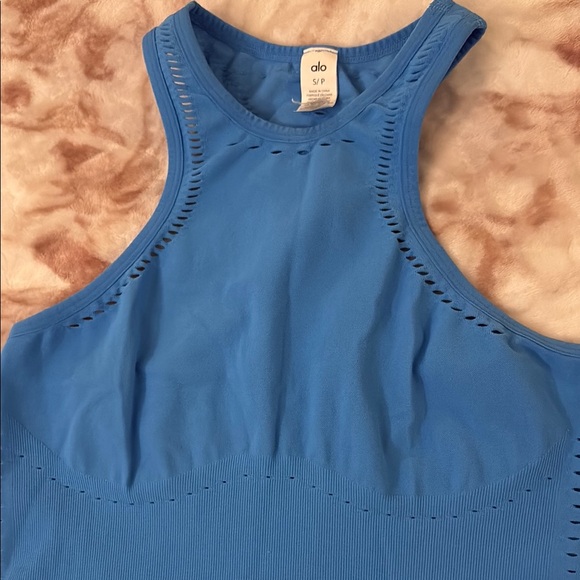 ALO Yoga Blue Sleeveless Halter Bodycon Mini Dress BNWT - Picture 6 of 7